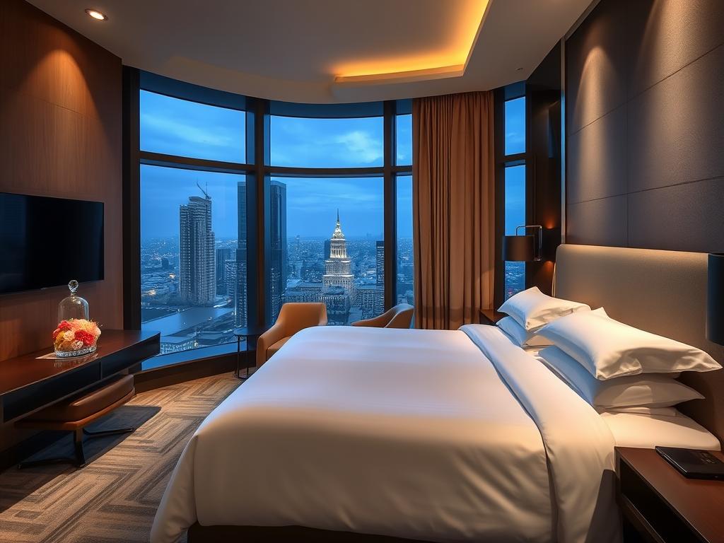 Luxury room at New World Makati Hotel, a guest friendly hotel for older men dating younger women in Philippines