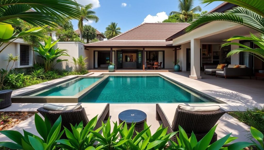 Luxury villa-style hotel in Seminyak, Bali with pool and tropical gardens