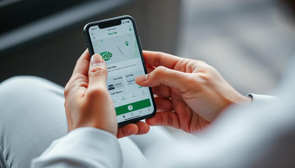 Man using Grab app to arrange transportation for a date in Manila