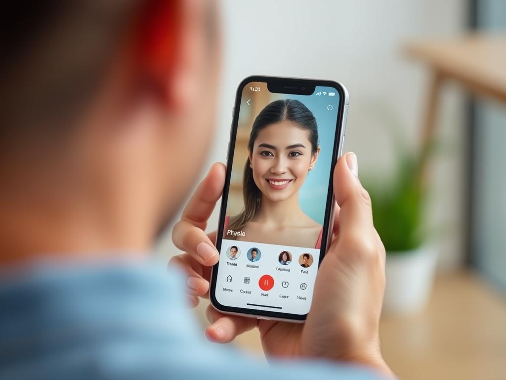 Man using dating app on smartphone to meet Thai women