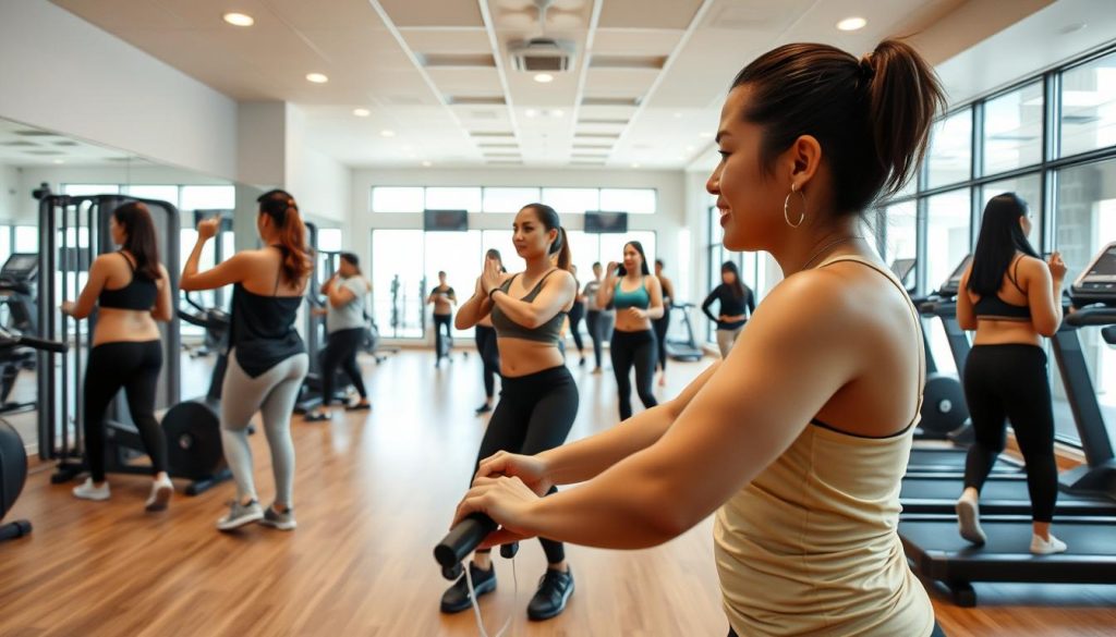 Modern gym in Angeles City where younger women exercise and socialize