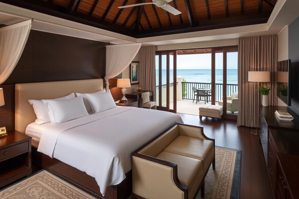 Oceanfront suite at The Legian Seminyak with private terrace for best hotels bali dating