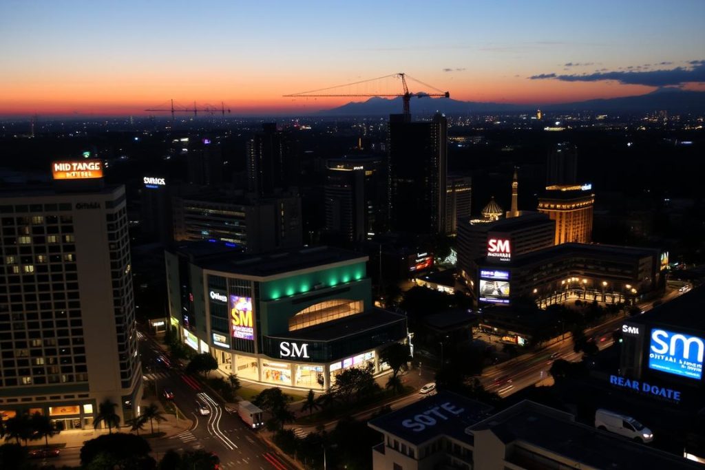 Ortigas Center with mid-range hotels and shopping malls
