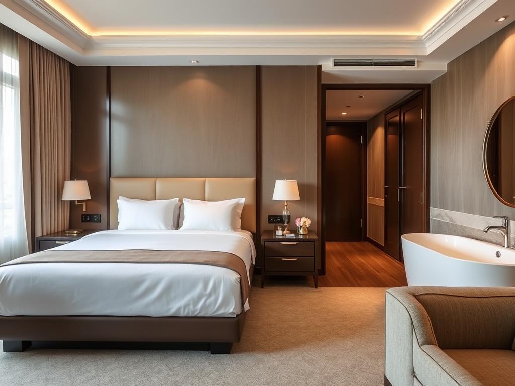 Peridot Gallery Classic Hotel luxury suite with elegant decor, among the best hotels hanoi dating options