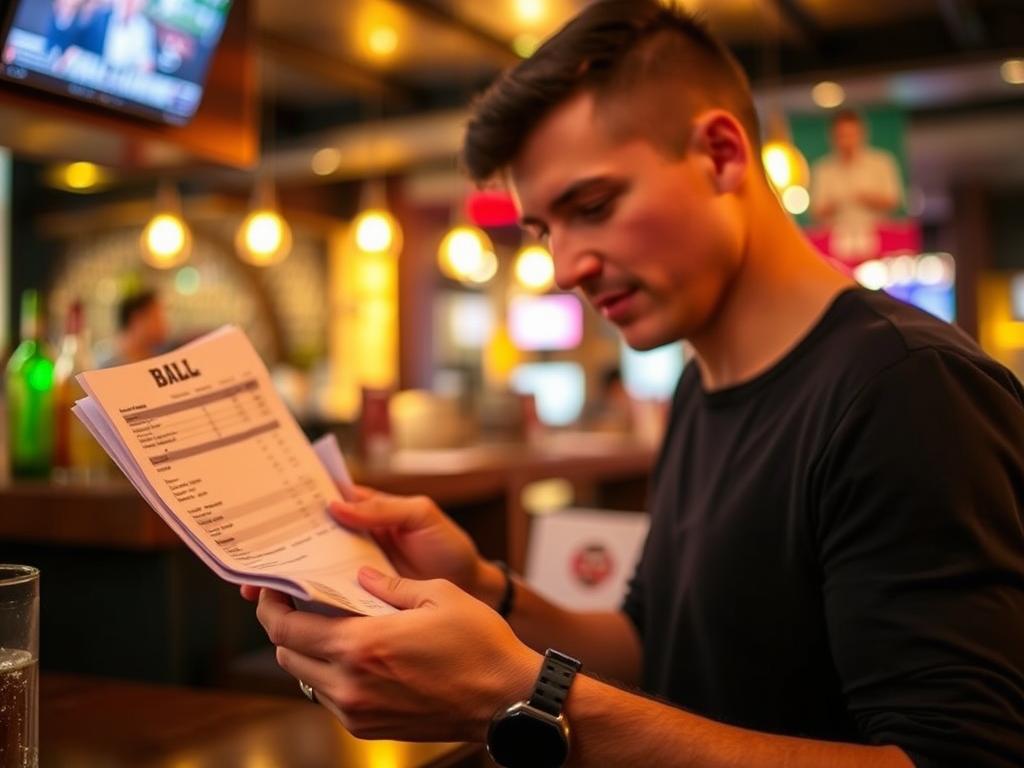 Person checking bill carefully at Pattaya bar to avoid scams