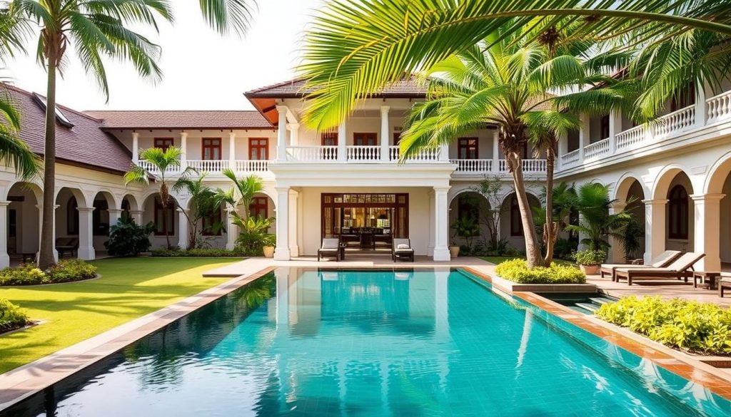 Plantation Urban Resort & Spa pool area, one of the best hotels phnom penh dating options