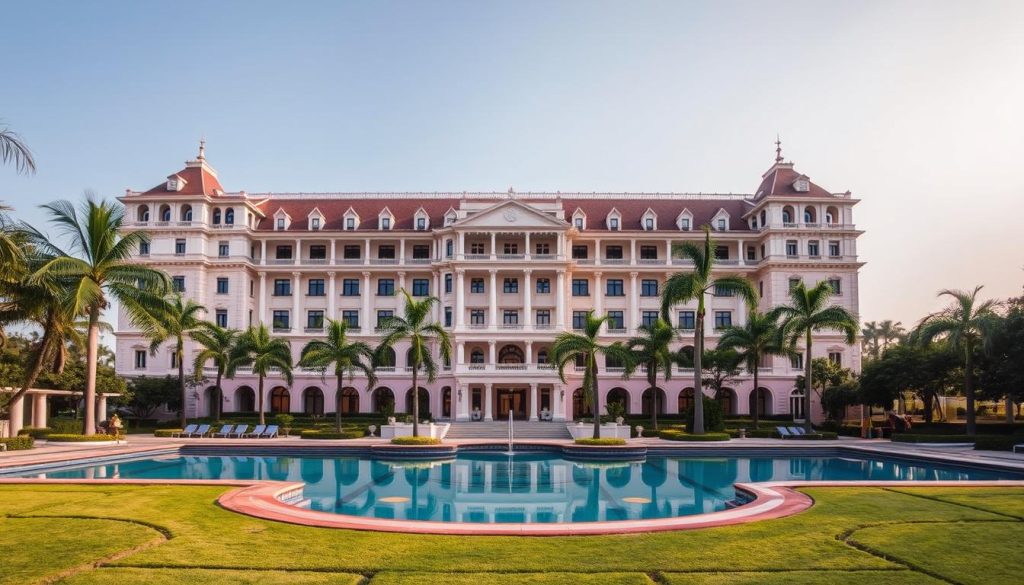Raffles Hotel Le Royal exterior and pool in Phnom Penh