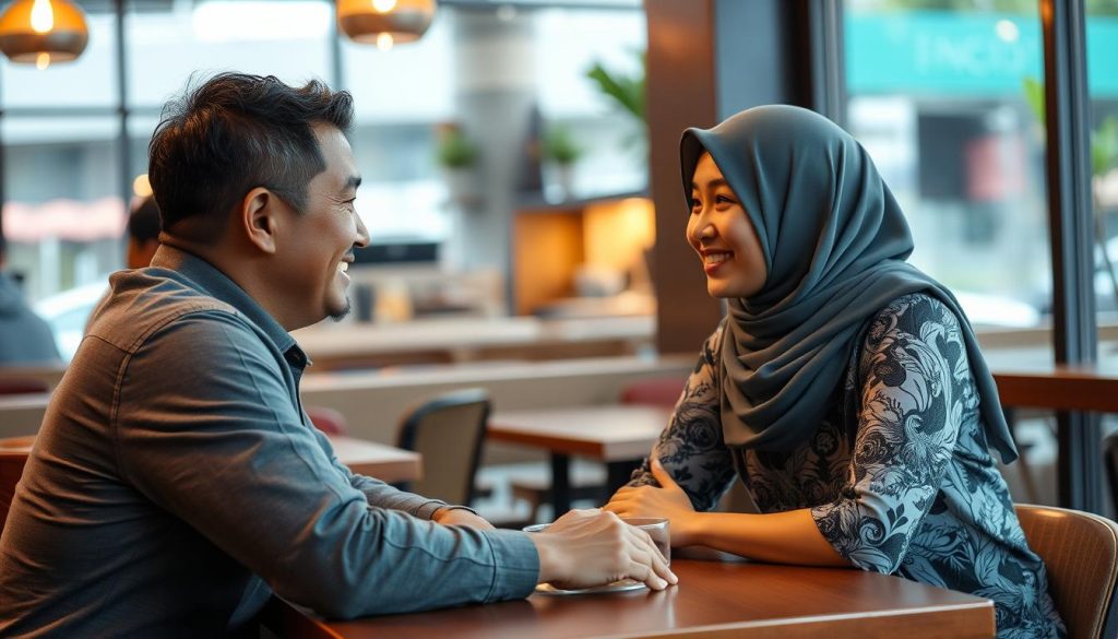 Respectful conversation between a foreign man and Indonesian woman in Jakarta