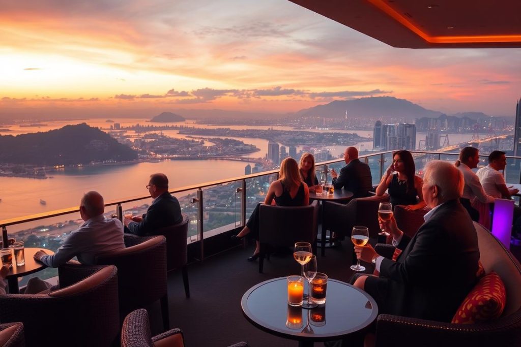 Rooftop bar in Da Nang with panoramic views of coastline and mountains
