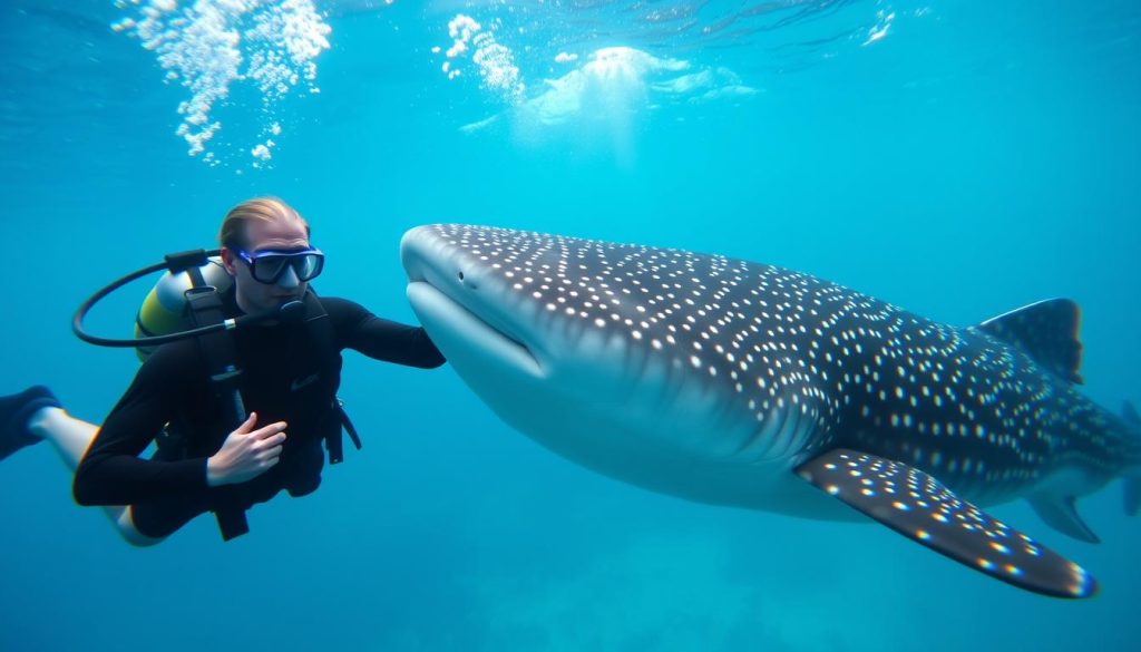 Scuba diving with whale sharks in Cebu, Philippines