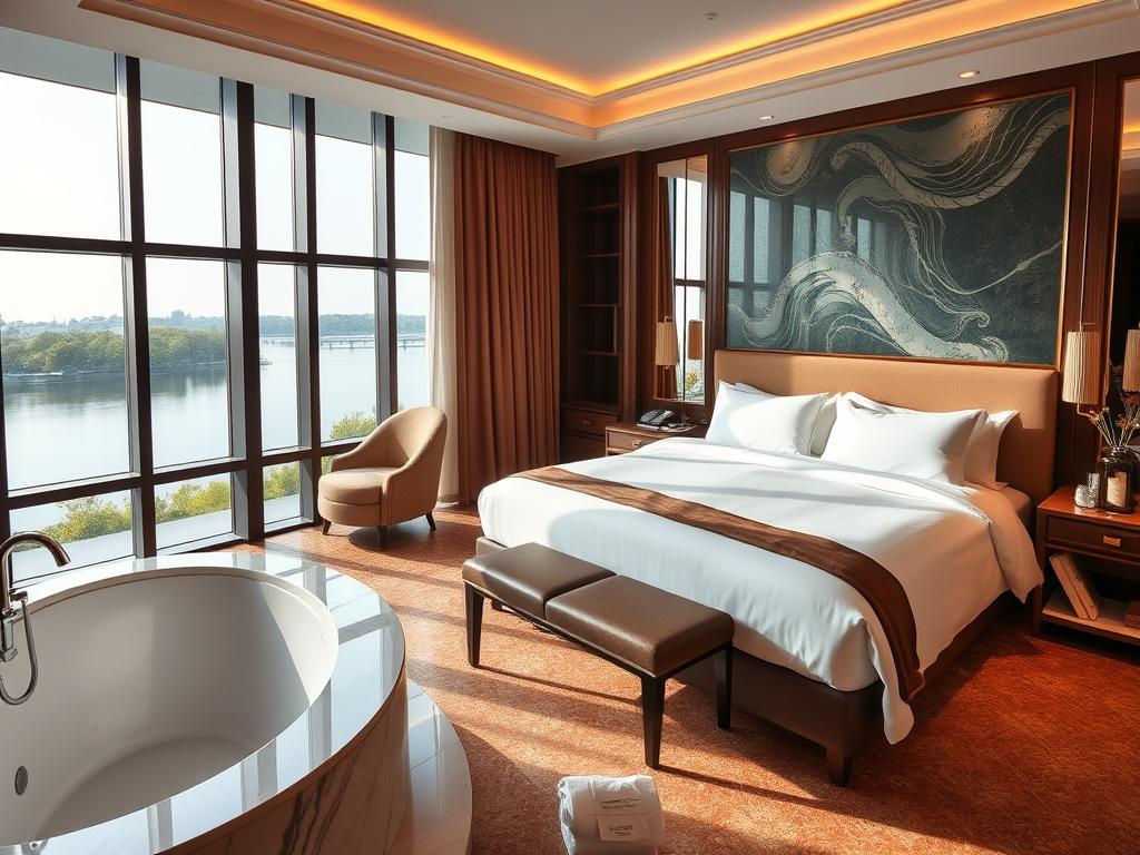 Sheraton Hanoi Hotel luxury room with lake view, perfect for upscale dating experiences
