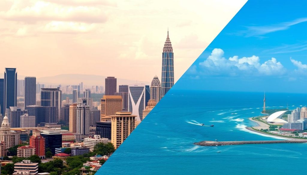 Skyline comparison of Angeles City, Manila, and Cebu