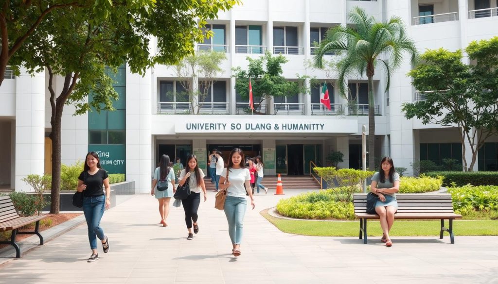 Students outside the University of Social Sciences and Humanities in Ho Chi Minh City