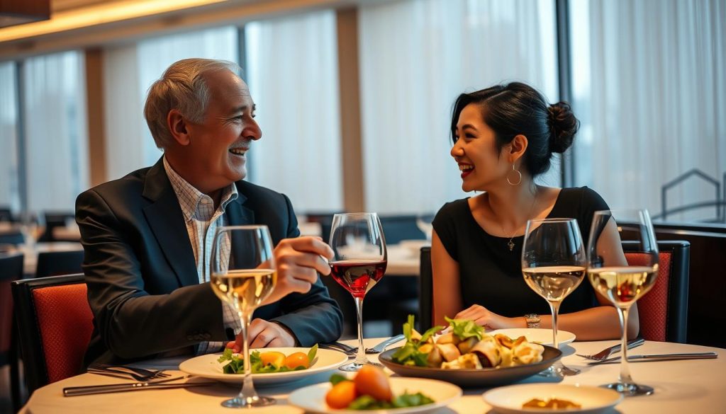 Successful older man on date in Ho Chi Minh City