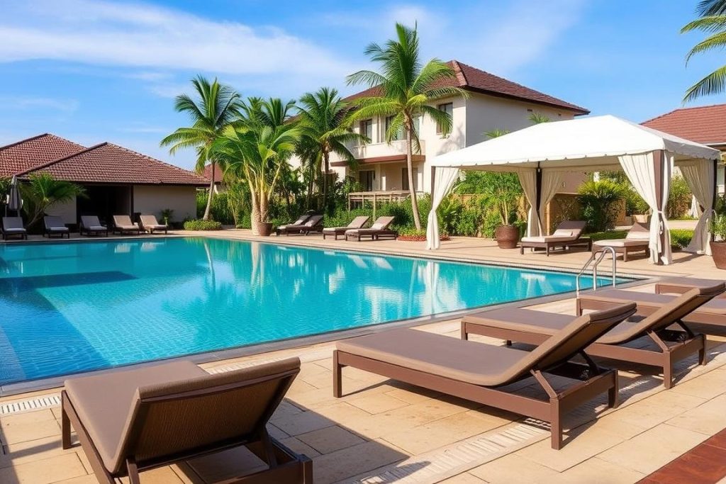 Swimming pool at Kuta Paradiso Hotel with private cabanas for best hotels bali dating