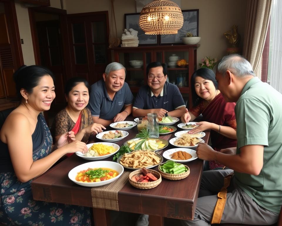 Thai family gathering showing the importance of family in Chiang Mai dating culture