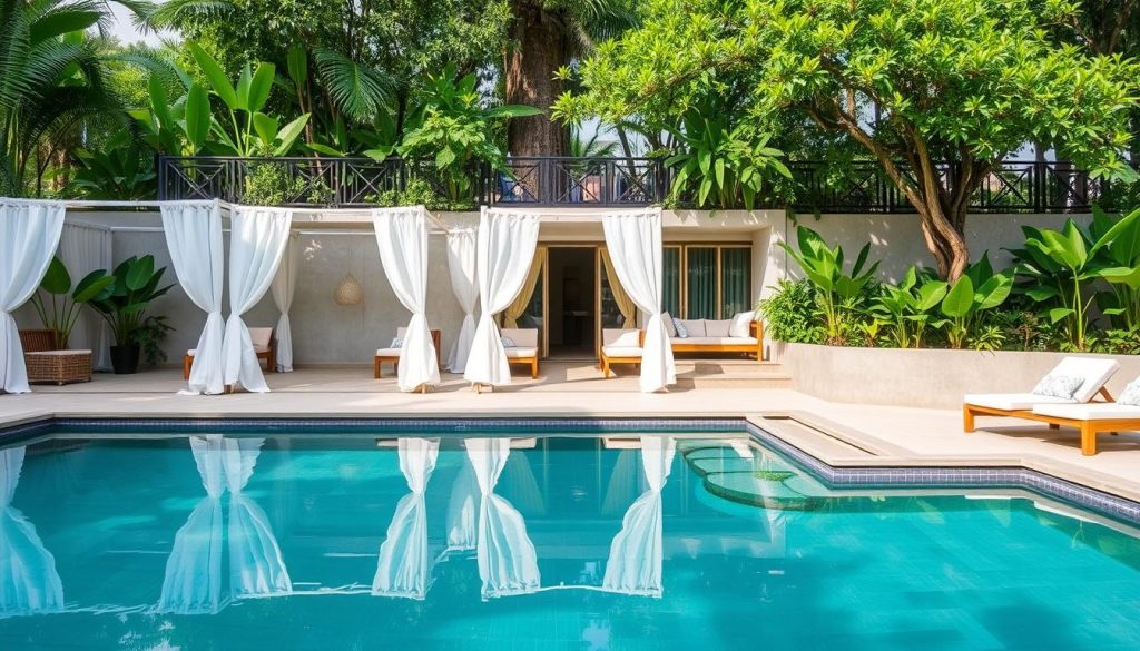 The Blue Lime Hotel pool area, a budget-friendly option for best hotels phnom penh dating