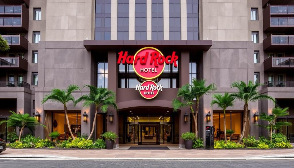 The exterior of Hard Rock Hotel Bali, a popular mid-range option for best hotels bali dating