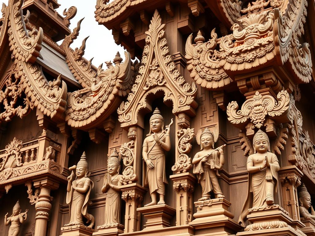 The intricate wooden carvings of the Sanctuary of Truth in Pattaya - things to do in Thailand