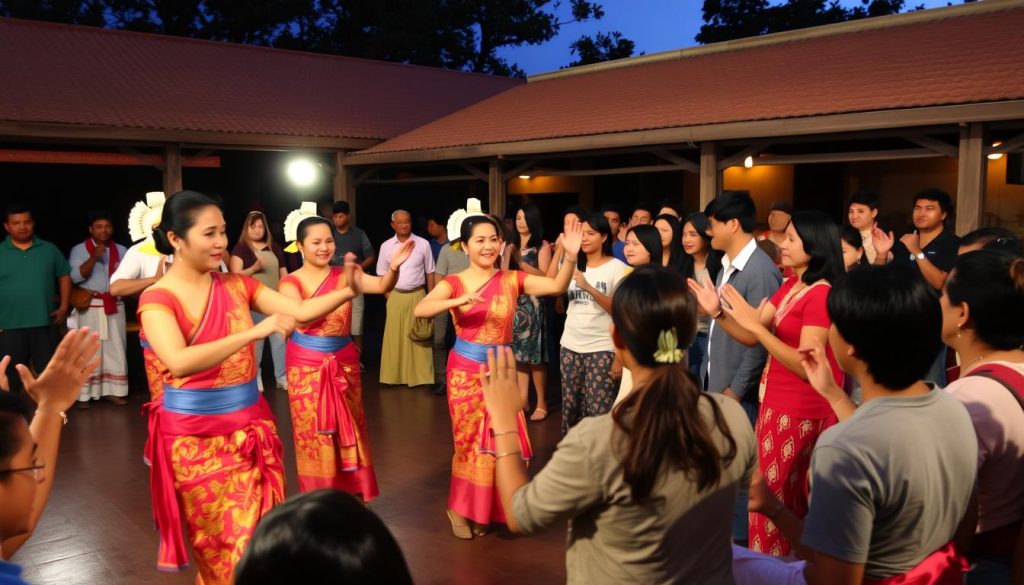 Traditional Cambodian dance performance in Siem Reap with audience participation