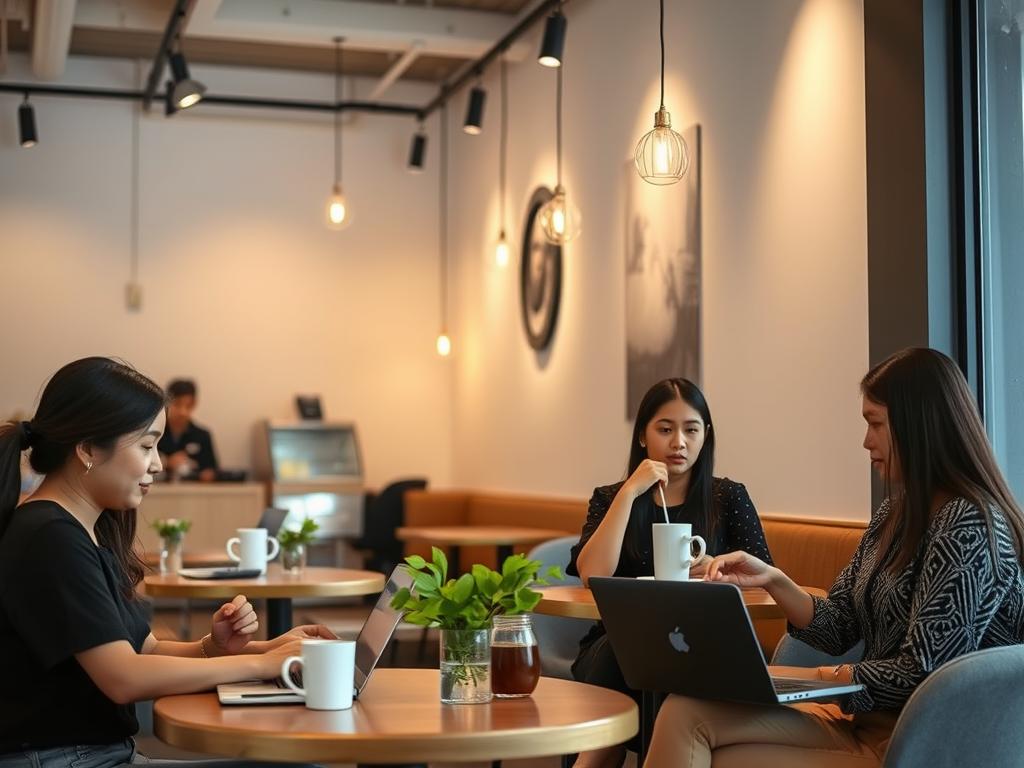Trendy café in Manila where younger women often work or socialize