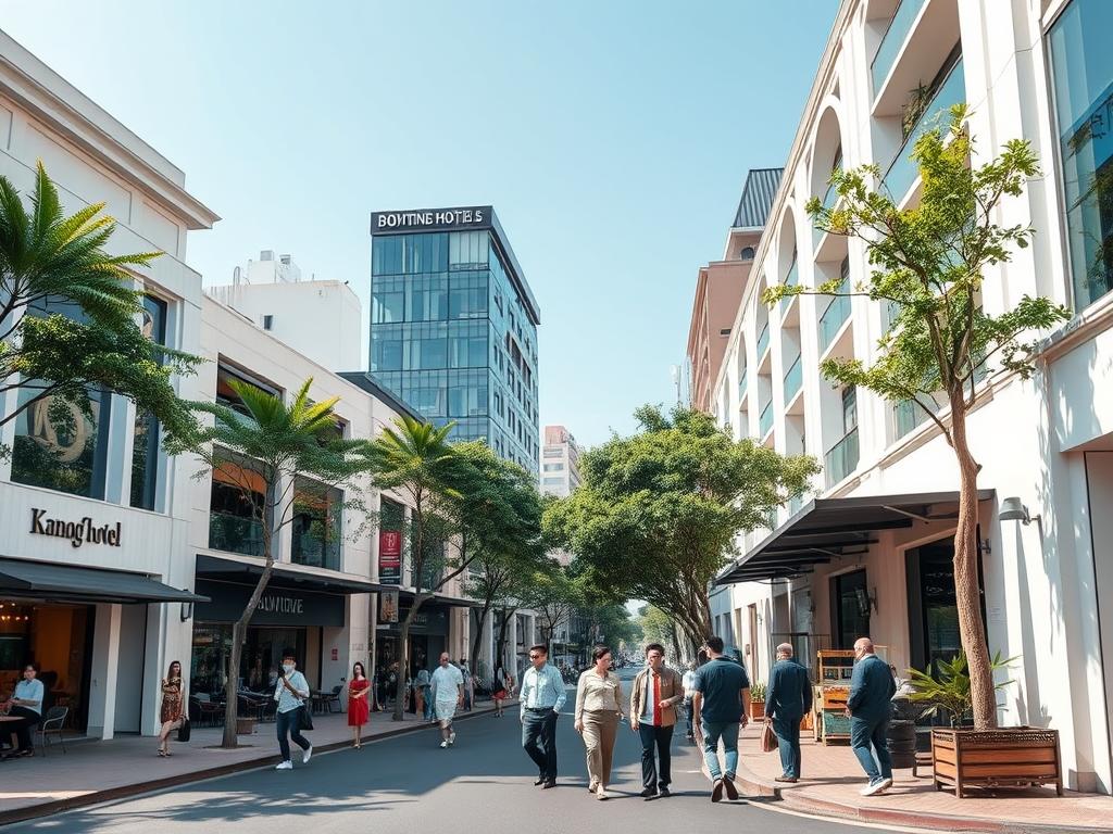 Upscale BKK1 area in Phnom Penh with modern hotels and restaurants for dating