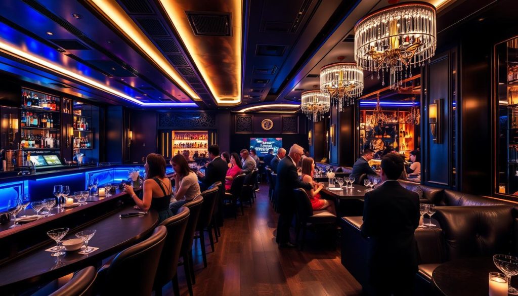Upscale nightclub in Hanoi with sophisticated interior and well-dressed patrons