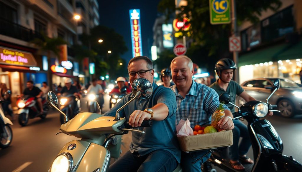 Vespa street food tour through Ho Chi Minh City at night