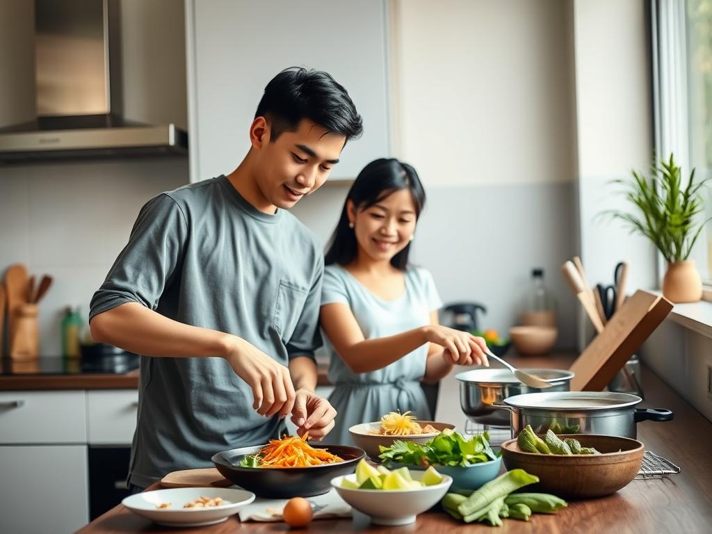 Vietnamese couple showing traditional gender roles while also displaying modern adaptations in Vietnamese dating culture