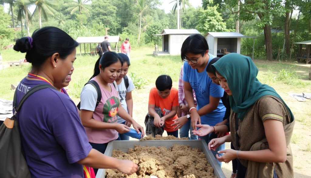 Volunteers working with local Cambodian staff at an NGO in Siem Reap