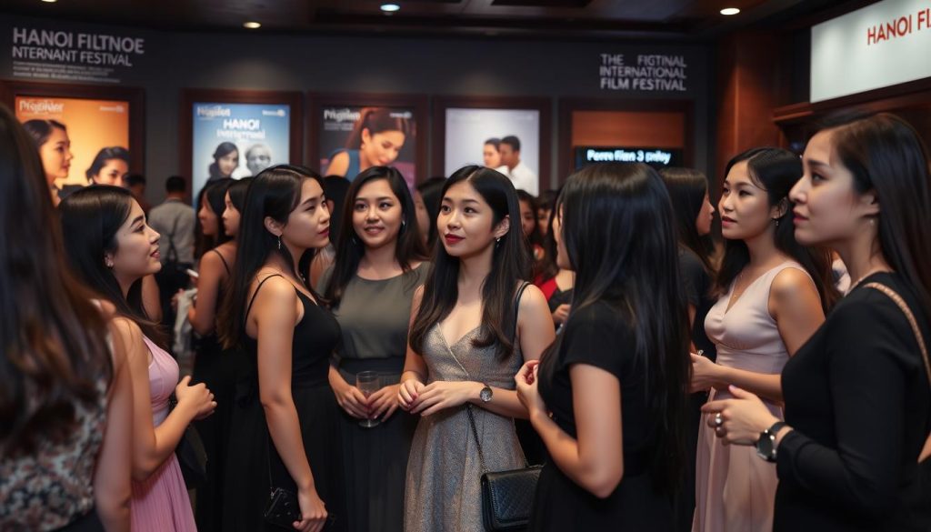 Young Vietnamese women at Hanoi International Film Festival event