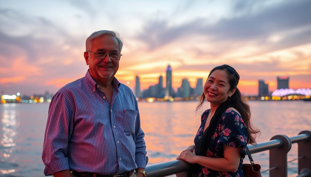 Couple enjoying Manila Bay sunset