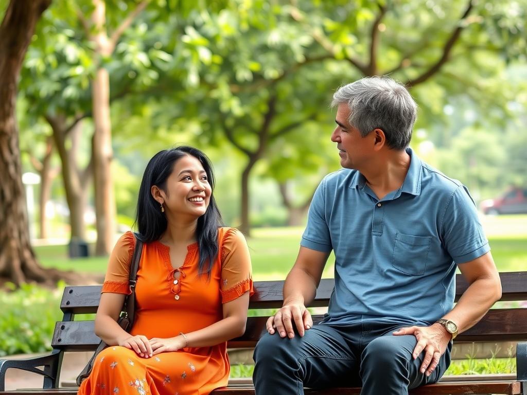 Couple enjoying affordable date at public park in Philippines