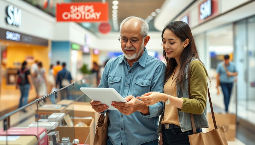 Couple shopping together at SM City Clark mall in Angeles City