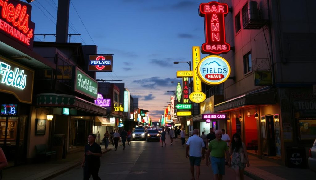 Fields Avenue in Angeles City showing various bars and clubs popular with older men dating younger women Fields Avenue in Angeles City showing various bars and clubs popular with older men dating younger women
