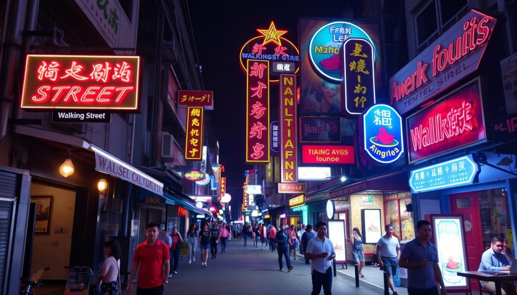 Walking Street in Angeles City at night